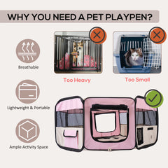 Kozy Portable Cat Dog Playpen Pet Puppy Rabbit Guinea Pig Pen Run Dia 90 x 41H cm Indoor & Outdoor Pink