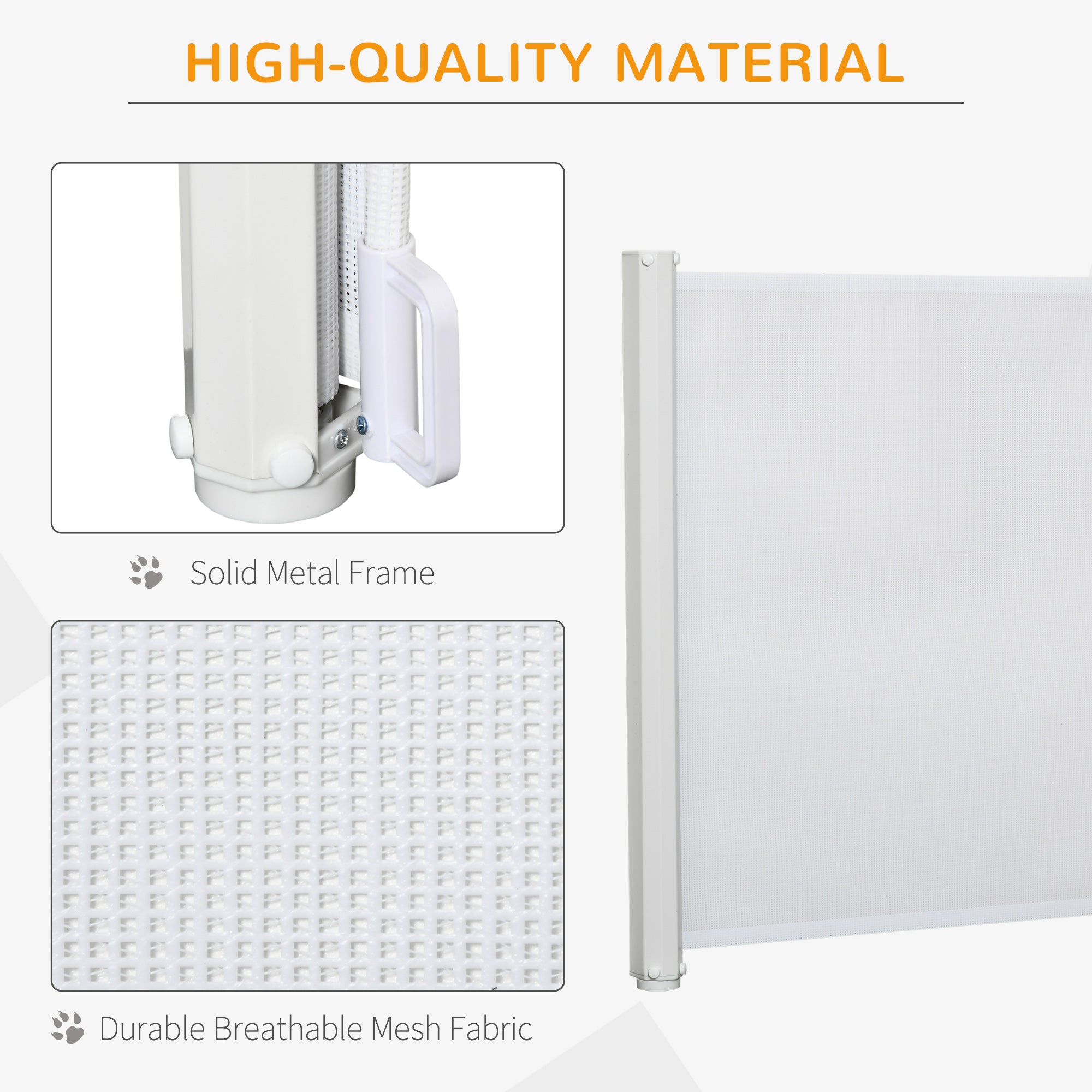 Kozy Retractable Stair Gate,  Dog Pet Barrier, for Doorway, Staircase, Hallway - White