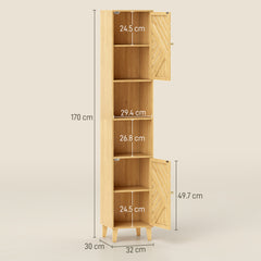Kozy - Multi-Storage Bamboo Door Bathroom Cabinet - Natural Finish
