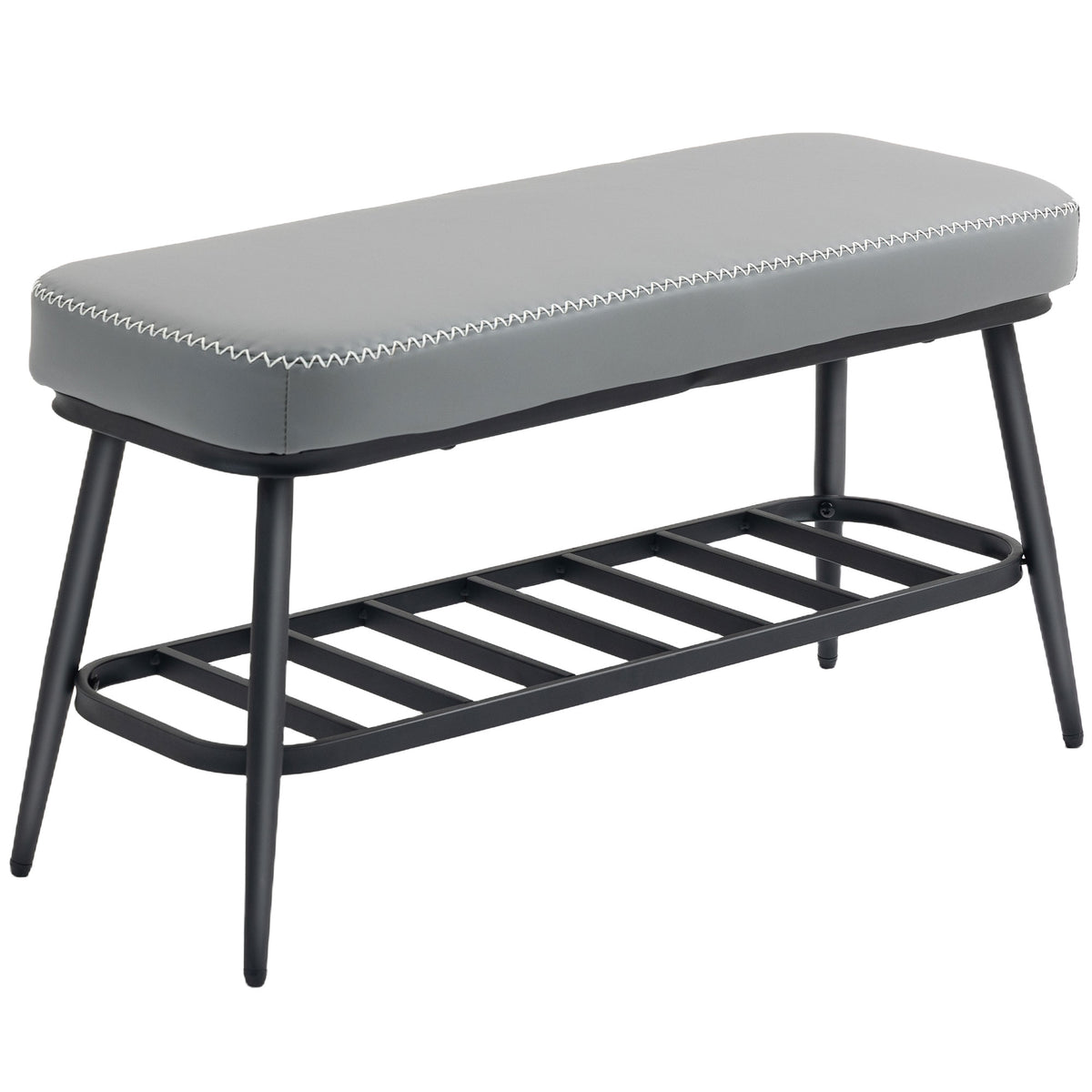 Kozy - PU Leather Shoe Storage Bench - Grey