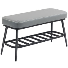 Kozy - PU Leather Shoe Storage Bench - Grey