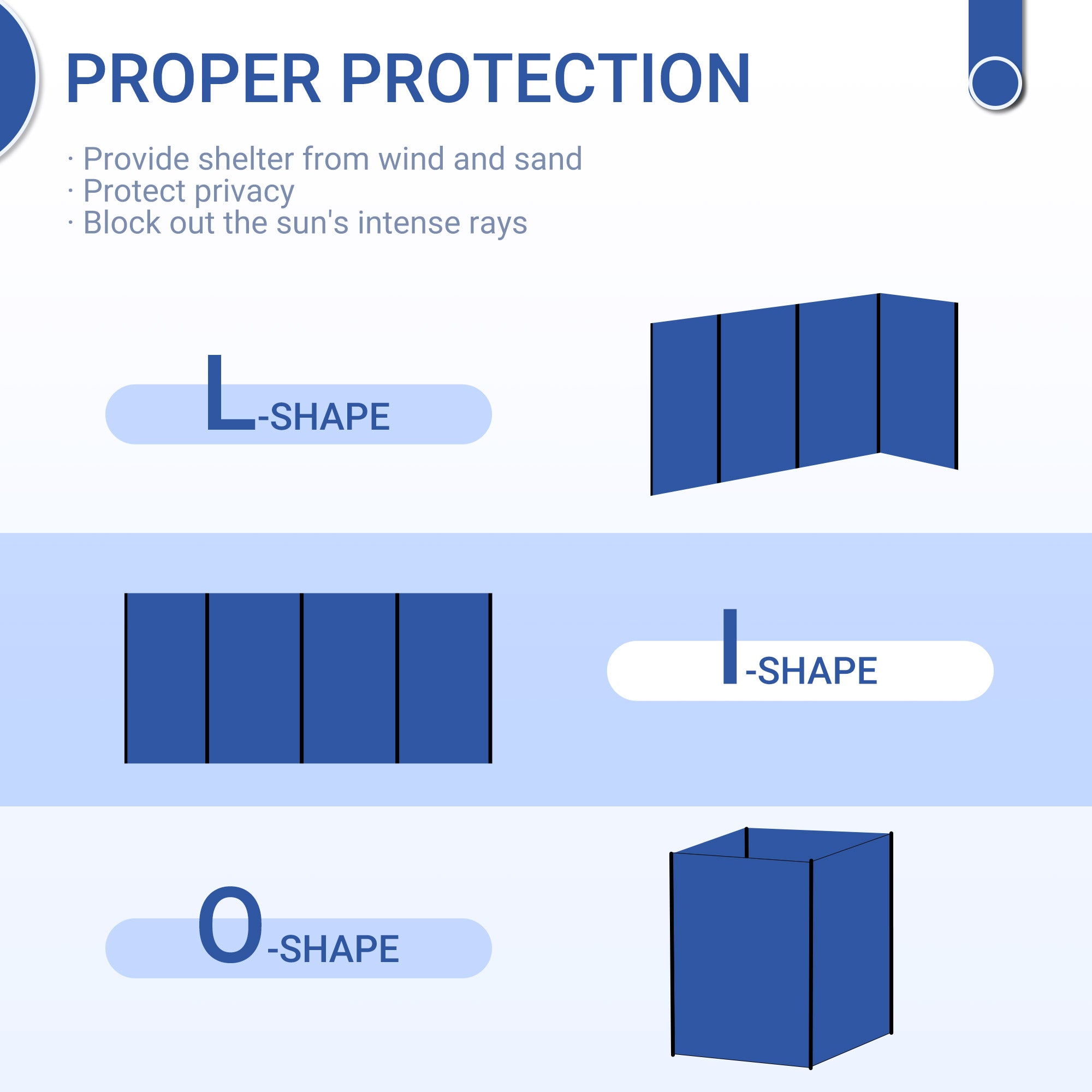 Kozy Camping Windbreak, Foldable Portable Wind Blocker w/ Carry Bag and Steel Poles, Beach Sun Screen Shelter Privacy Wall, 620cm x 150cm