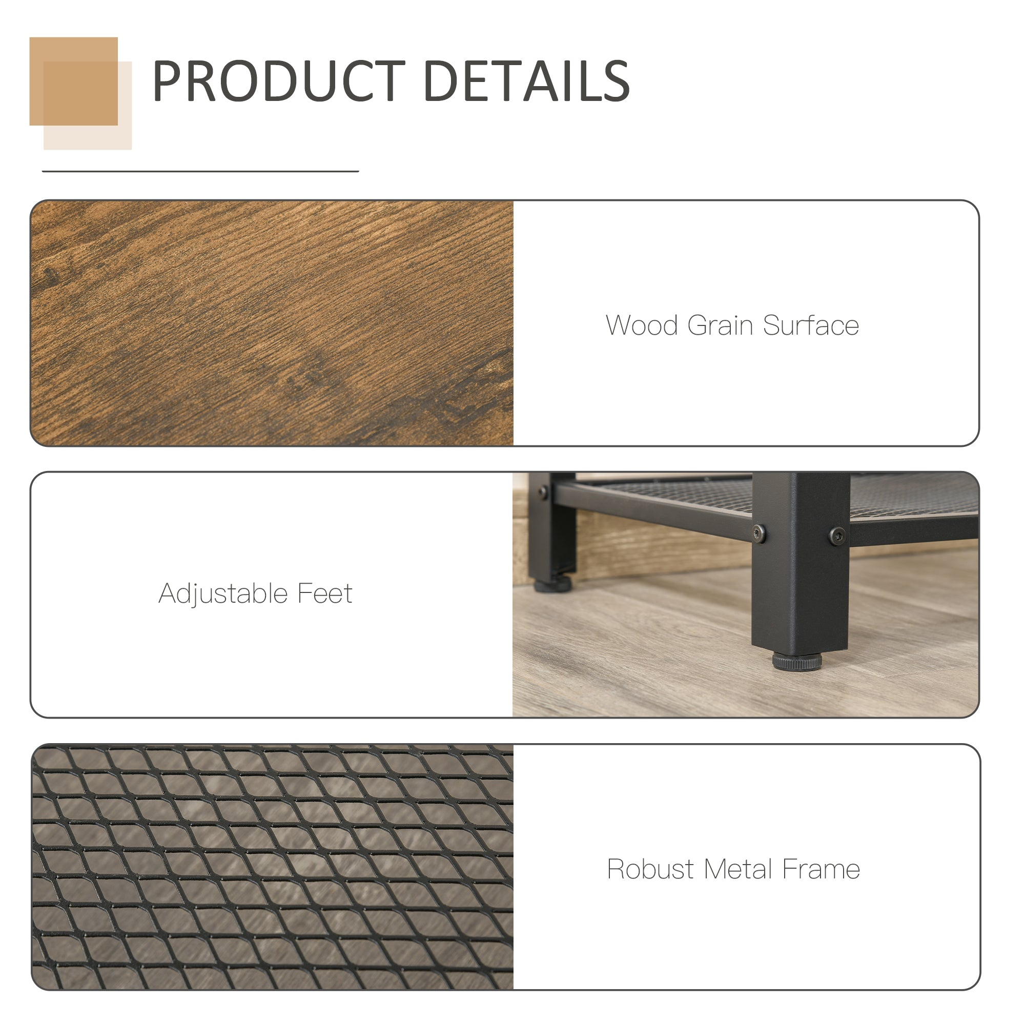 Kozy Industrial Console Table，Entryway Table w/Bottom Mesh Shelf Metal Frame Vintage Sofa Table for Hallway, Living Room, Rustic Brown