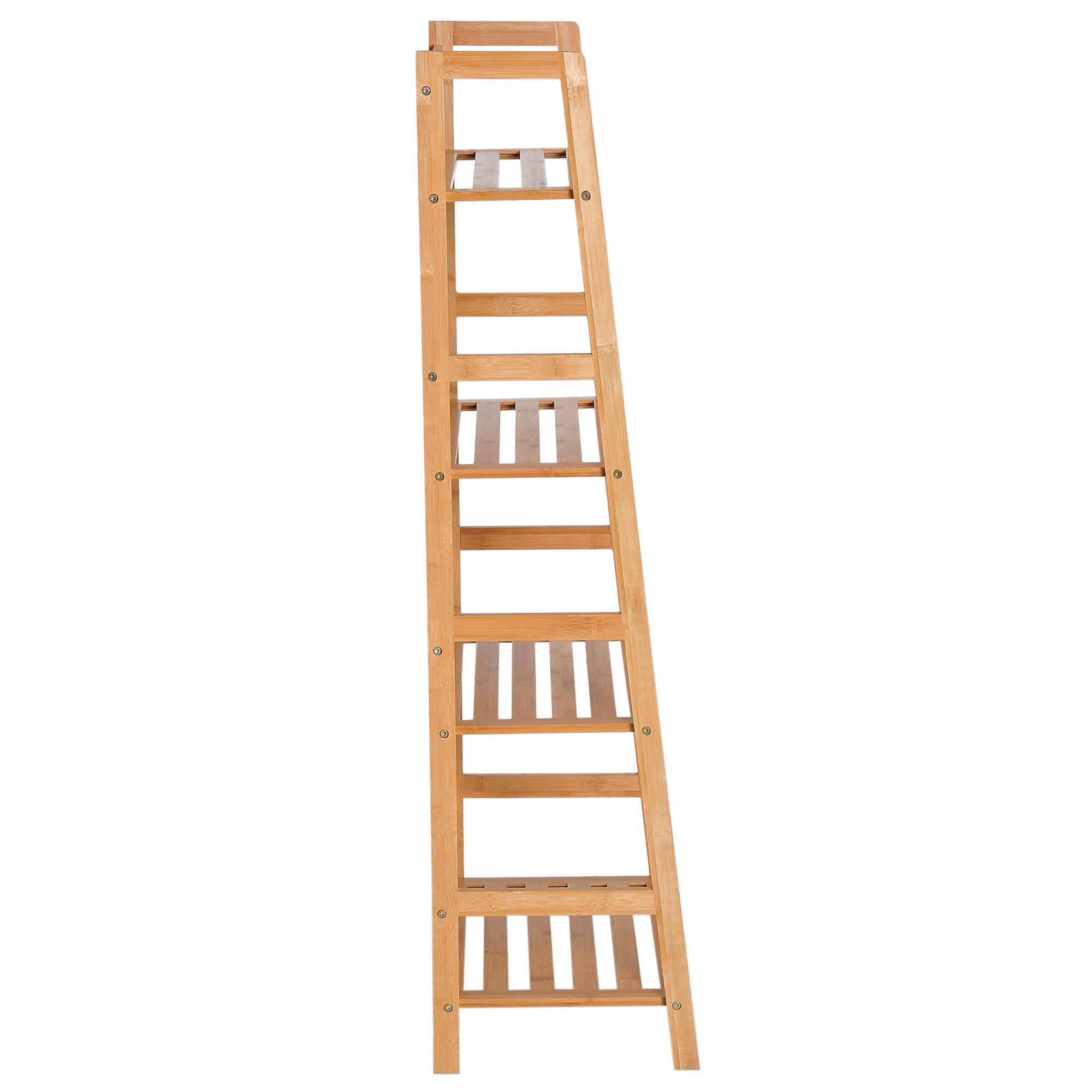 Kozy Bamboo Ladder Shelf, 4-Tier Bookshelf, Freestanding Bookcase for Living Room, Study, Bedroom, Home Office, 48 x 31.5 x 120cm, Natural Wood Effect