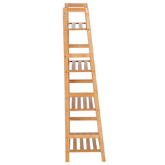 Kozy Bamboo Ladder Shelf, 4-Tier Bookshelf, Freestanding Bookcase for Living Room, Study, Bedroom, Home Office, 48 x 31.5 x 120cm, Natural Wood Effect