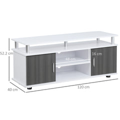 Kozy TV Cabinet Unit for TVs up to 50'' with Storage Shelf and Cupboards, Living Room Entertainment Center Media Console, Grey and White