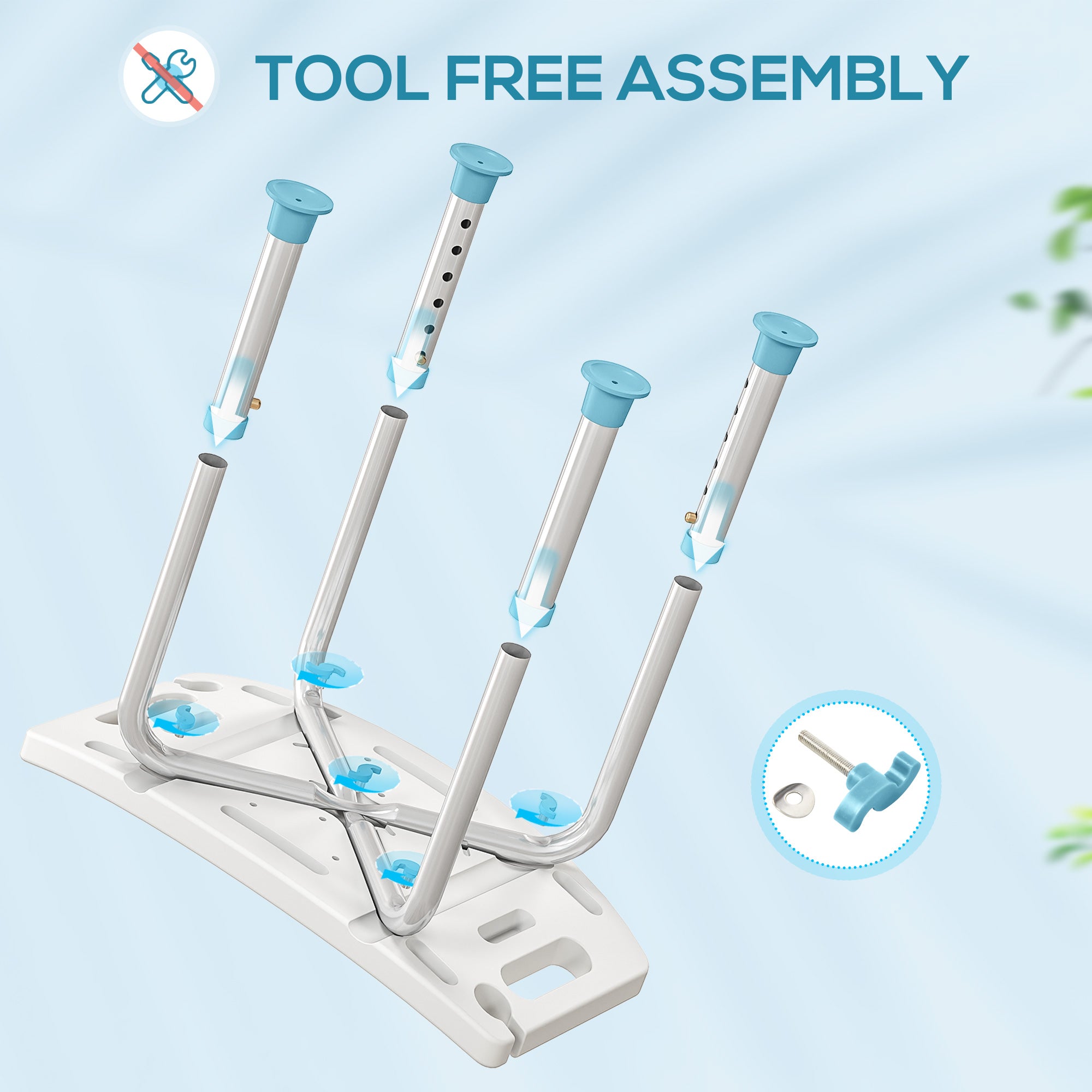 Kozy - Shower Chair, Adjustable Height Shower Stool with Aluminium Frame and Non-Slip Feet, Bathtub Stool Seat for Elderly Disabled Handicap, Turquoise