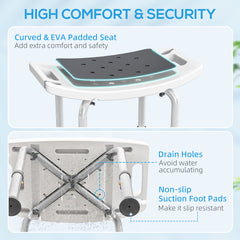 Kozy - Shower Chair, Adjustable Height Shower Stool with Aluminium Frame and Non-Slip Feet, Bathtub Stool Seat for Elderly Disabled Handicap, Grey