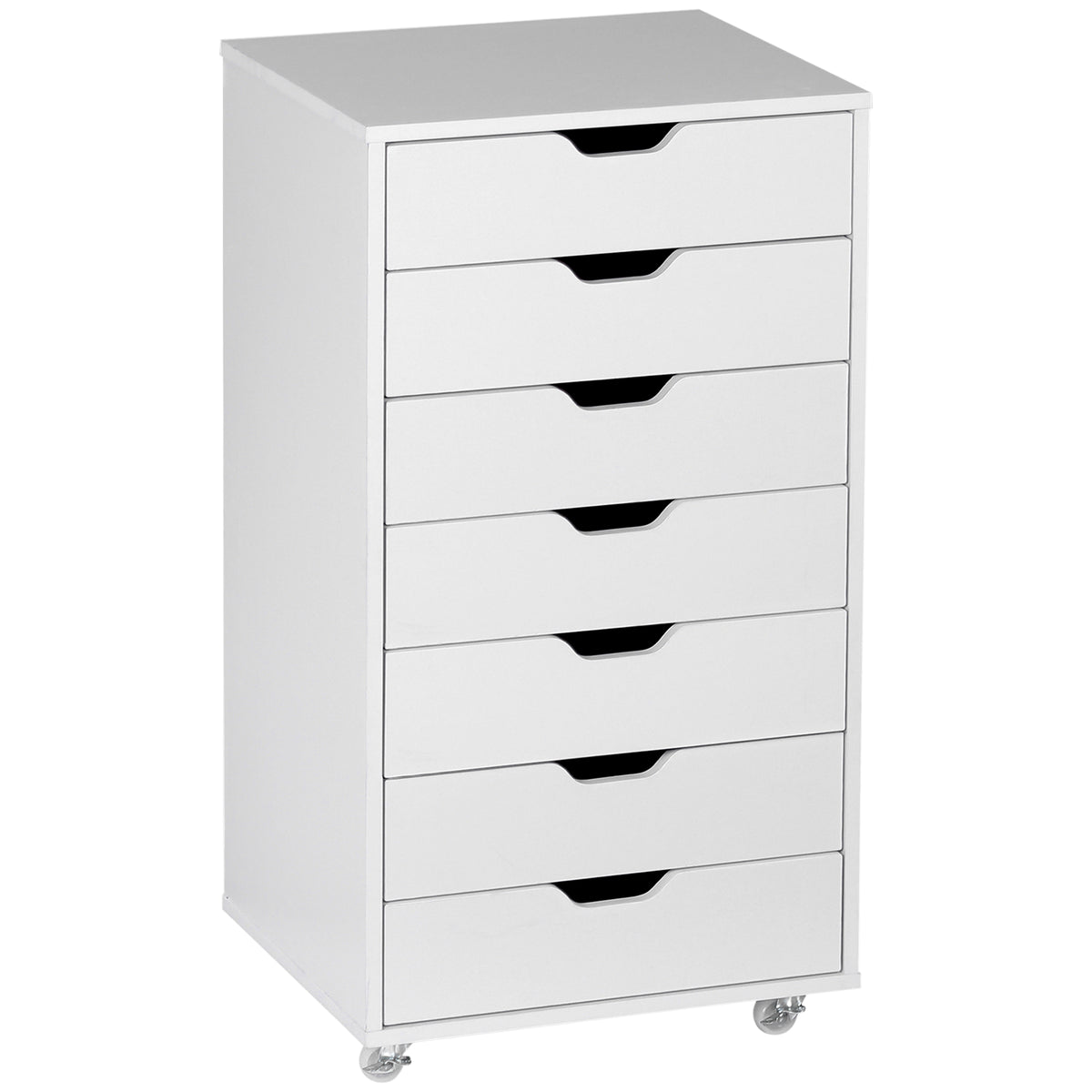 Kozy Seven-Drawer Filing Cabinet, with Wheels - White