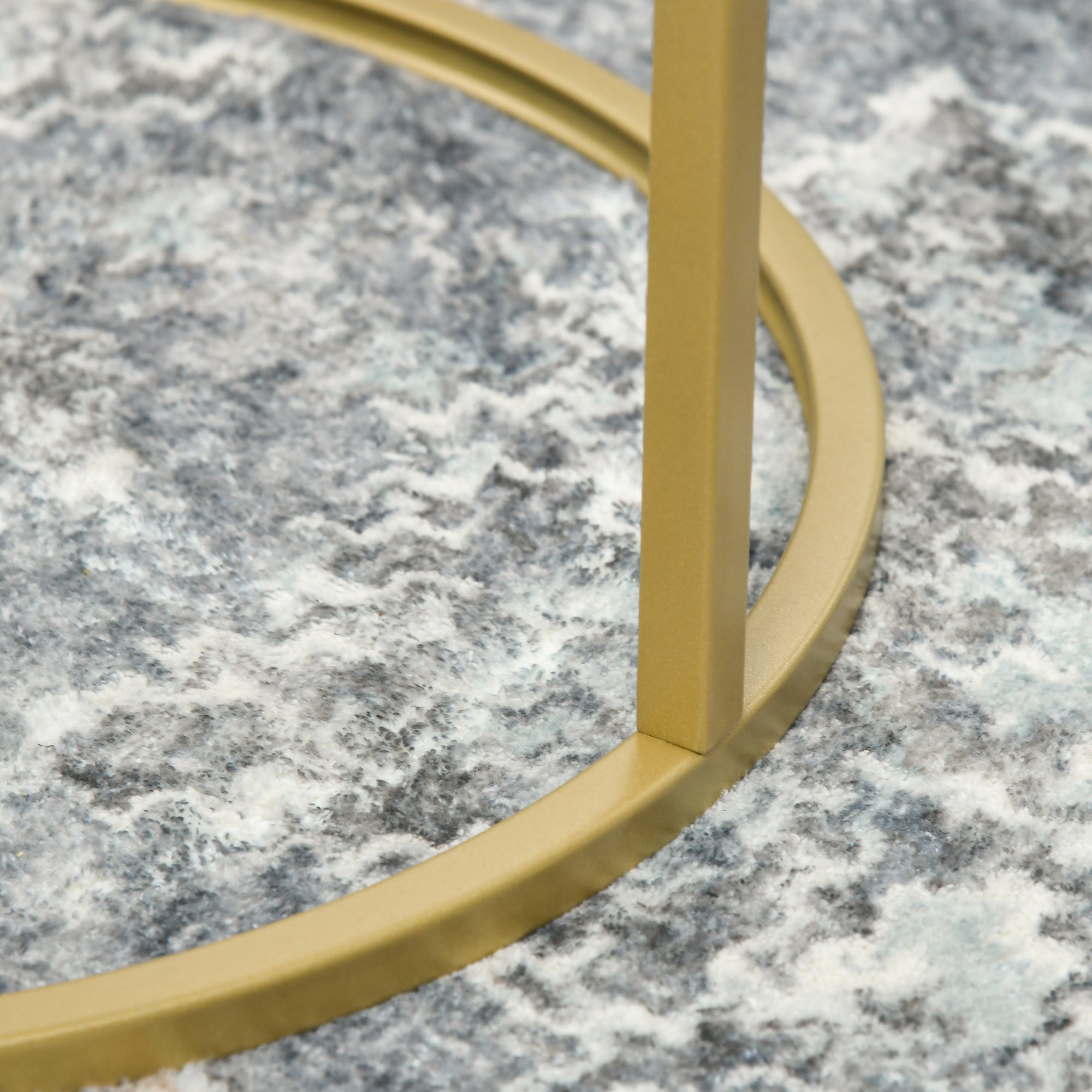 Kozy Nest of Tables, Round Coffee Table Set of 2, Nesting Tables with Embedded Tabletop and Metal Frame, Gold Side Table for Living Room, Bedroom