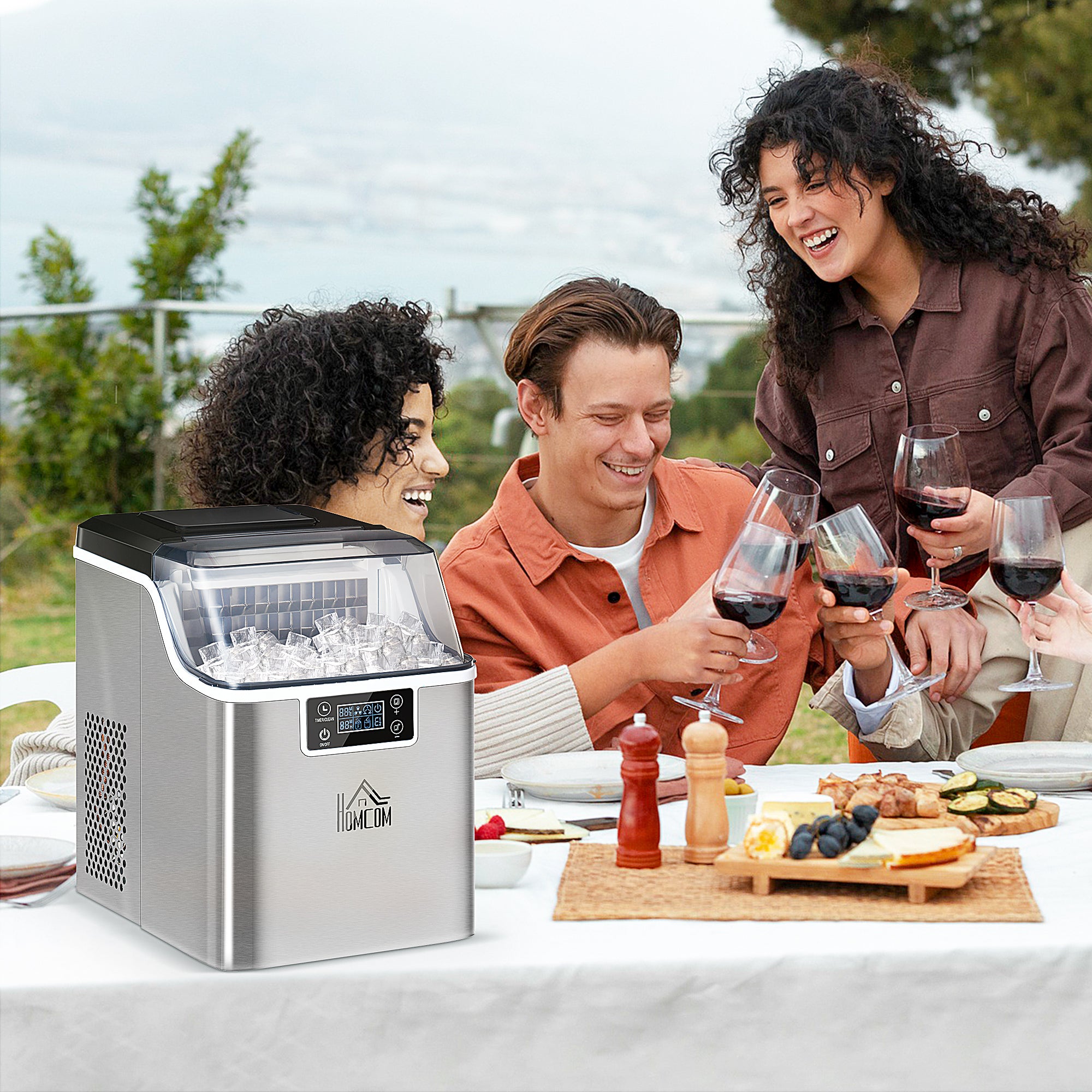 Kozy 3.2L Compact Ice Machine, with LCD Screen and Accessories - Silver-Tone