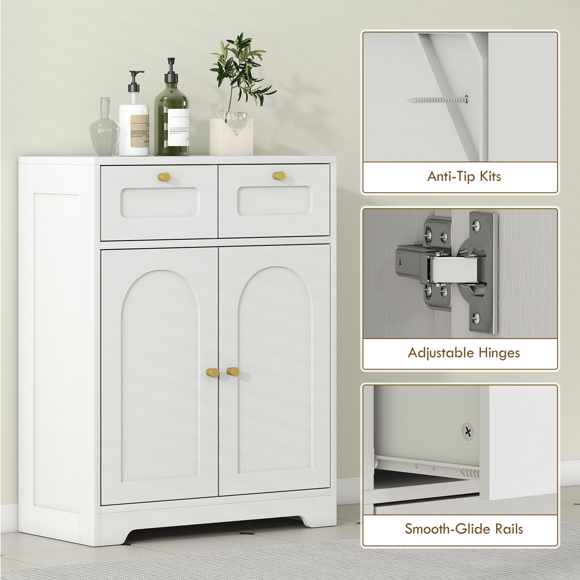 Kozy - Bathroom Floor Cabinet with 2 Drawers - White