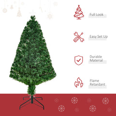 HOMCOM Prelit Christmas Tree Artificial Tree, Metal Base, Pre