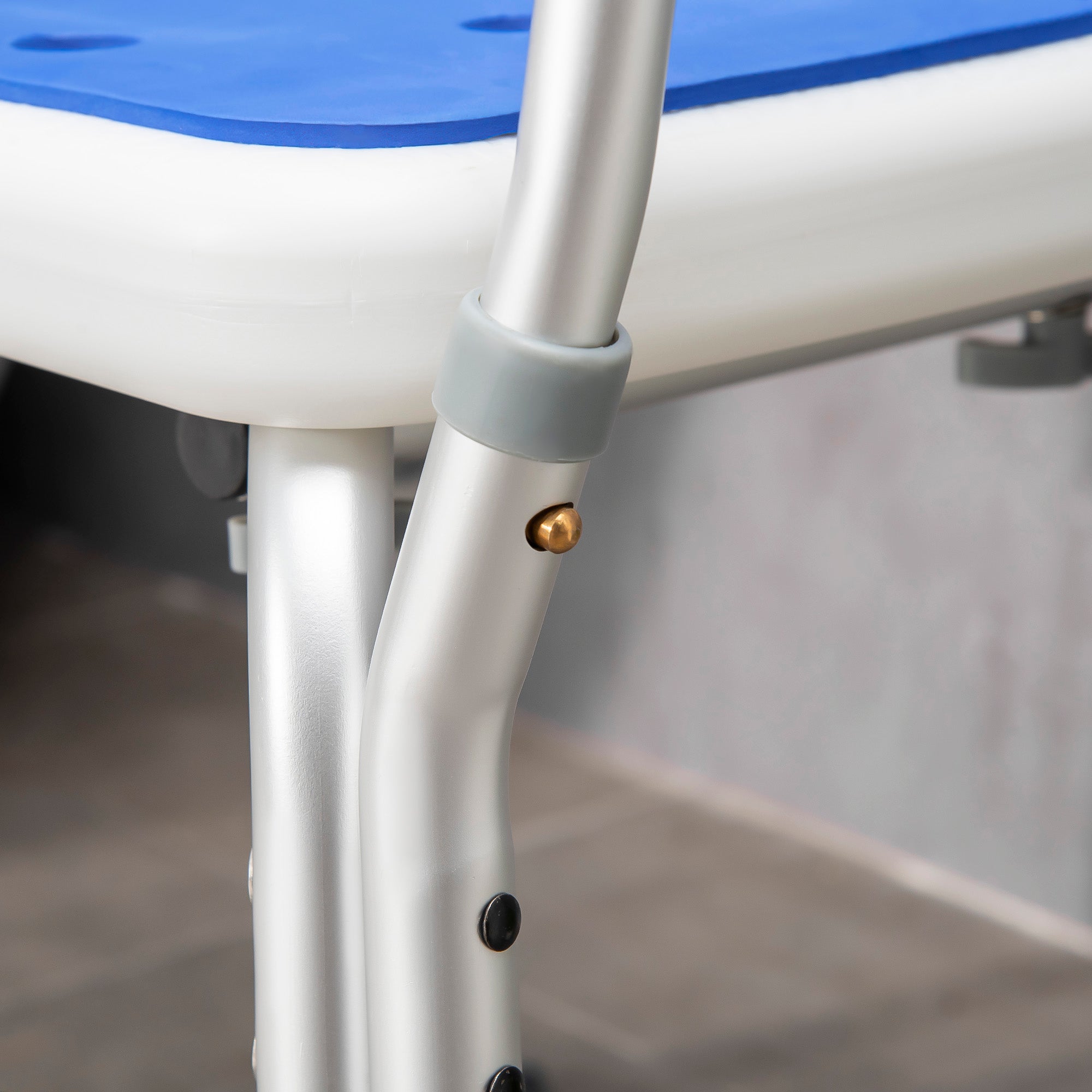 Kozy EVA Padded Shower Chair for the Elderly and Disabled, Height Adjustable Shower Stool with Back and Arms, 4 Suction Foot Pads, Blue