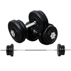 Kozy Dumbbell and Barbell Set with 65kg Adjustable Barbell Weights Set, for Home Gym - Black