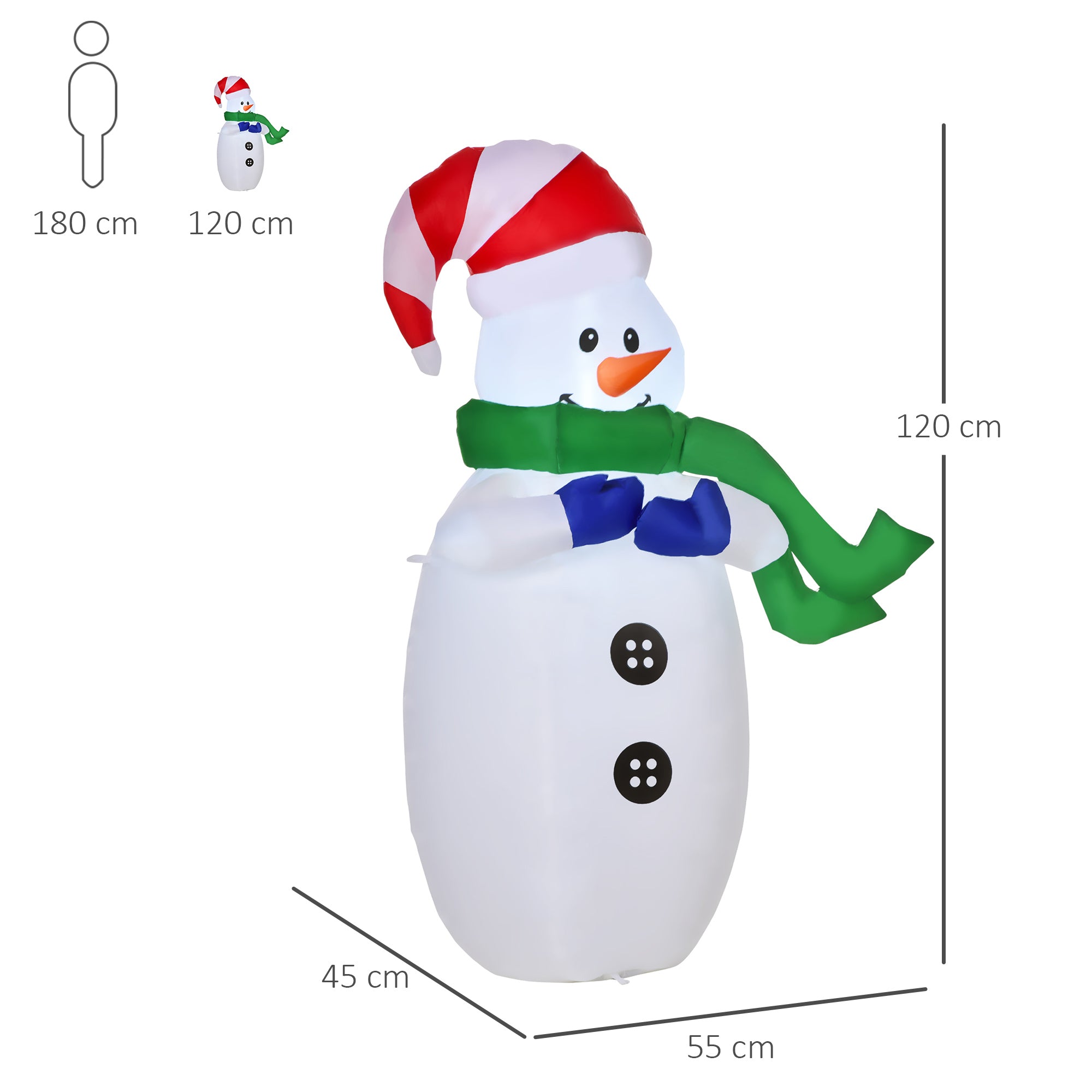 HOMCOM Inflatable Christmas Snowman 120 cm W/LED Lights