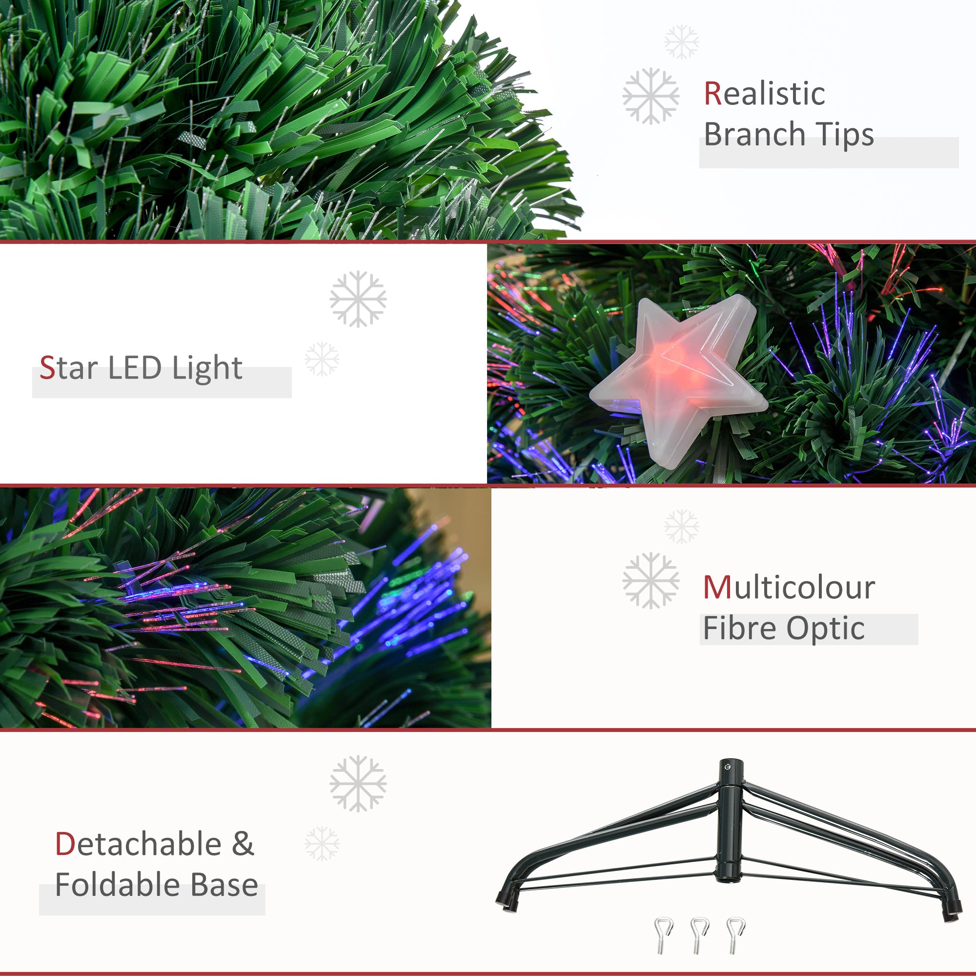 Kozy - 4FT Prelit Artificial Christmas Tree Fibre Optic Star LED Light Holiday Home Xmas Decoration with LED Light for Indoor Party, Green