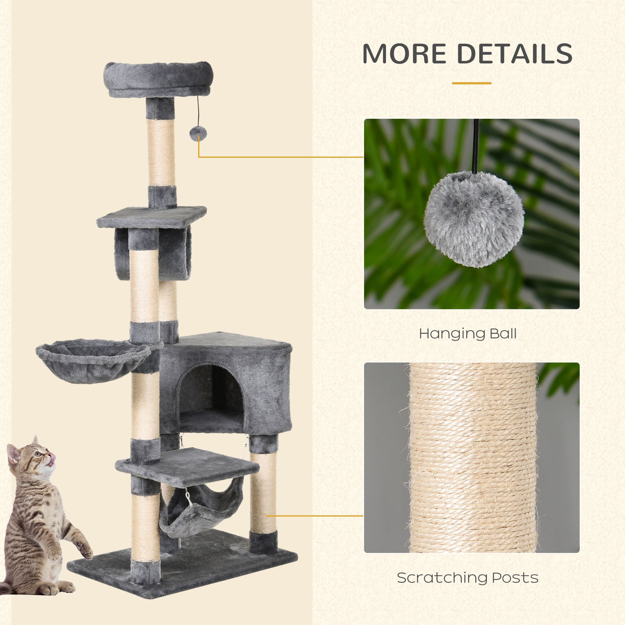 PawHut Cat Tree Condo Tower, Multi