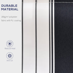 Kozy Manual Retractable Awning, 2.5x2 m-Dark Blue/White Stripes