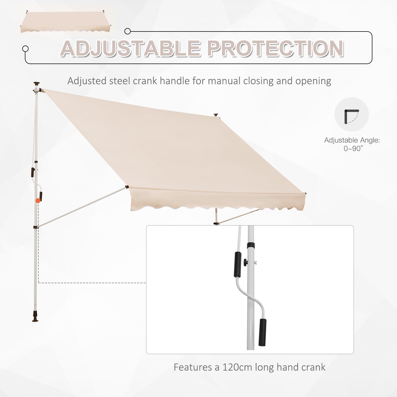 Kozy 3x1.5m  Adjustable Outdoor Aluminium Frame Awning Beige