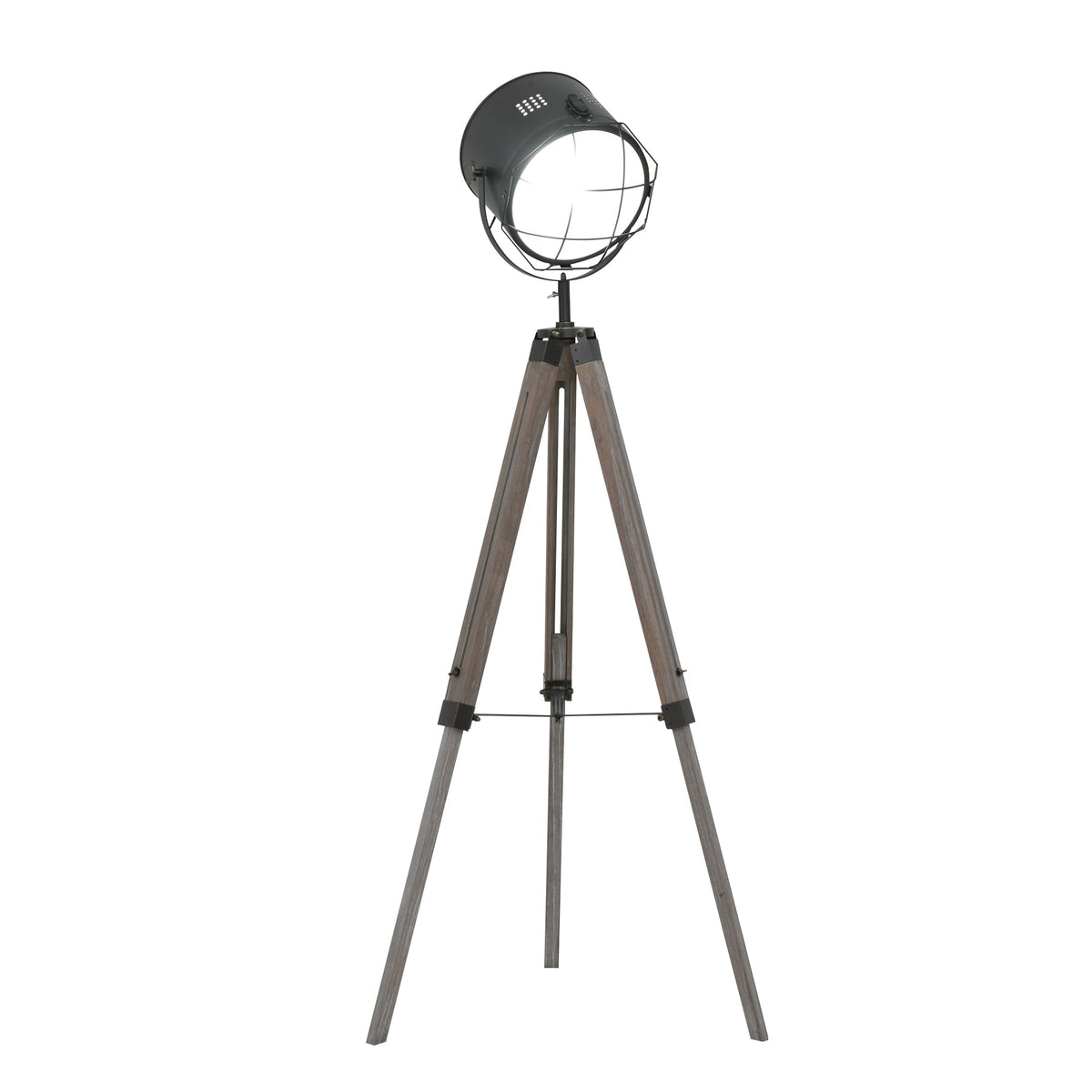 HOMCOM Tripod Floor Lamp: Industrial Vintage Spotlight with Wooden Legs for Living Room & Bedroom, E27 Base | Aosom UK