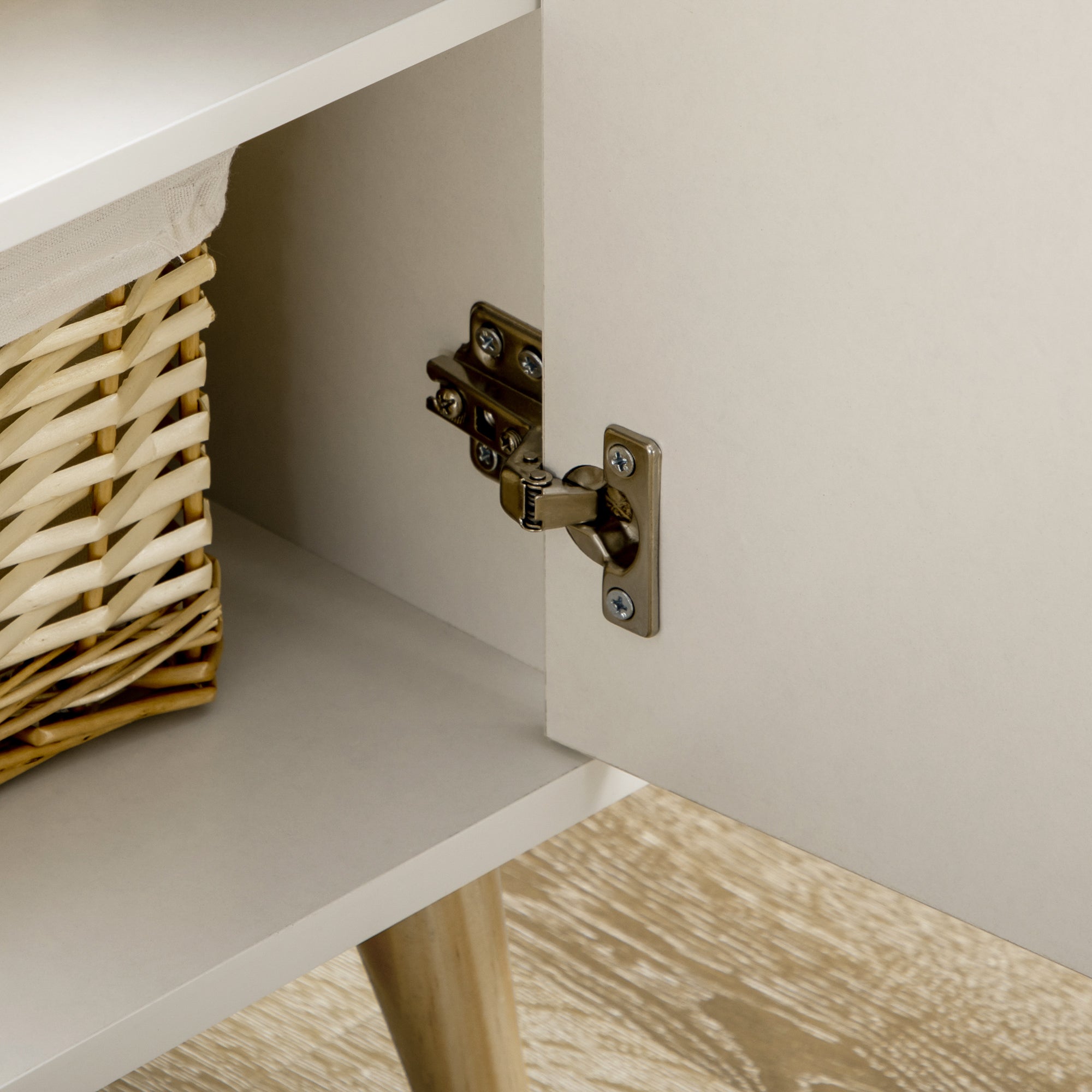 Kozy Modern Sideboard Storage Cabinet, Free Standing Accent Cupboard with Drawer, 2 Doors for Bedroom, Living Room, Hallway, White