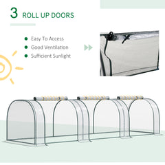 Outsunny Portable Small Greenhouse, Steel Frame with Zipper Doors,PVC Tunnel Greenhouse Plant Grow House, 350Lx100Wx80Hcm