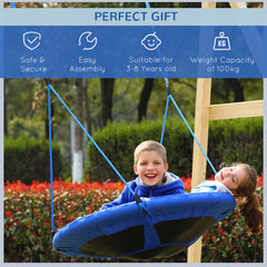 HOMCOM 40 Inch / 100 cm Tree Swing Round Kids Nest Swing Seat for Outdoor Backyard Garden Play Activity Blue