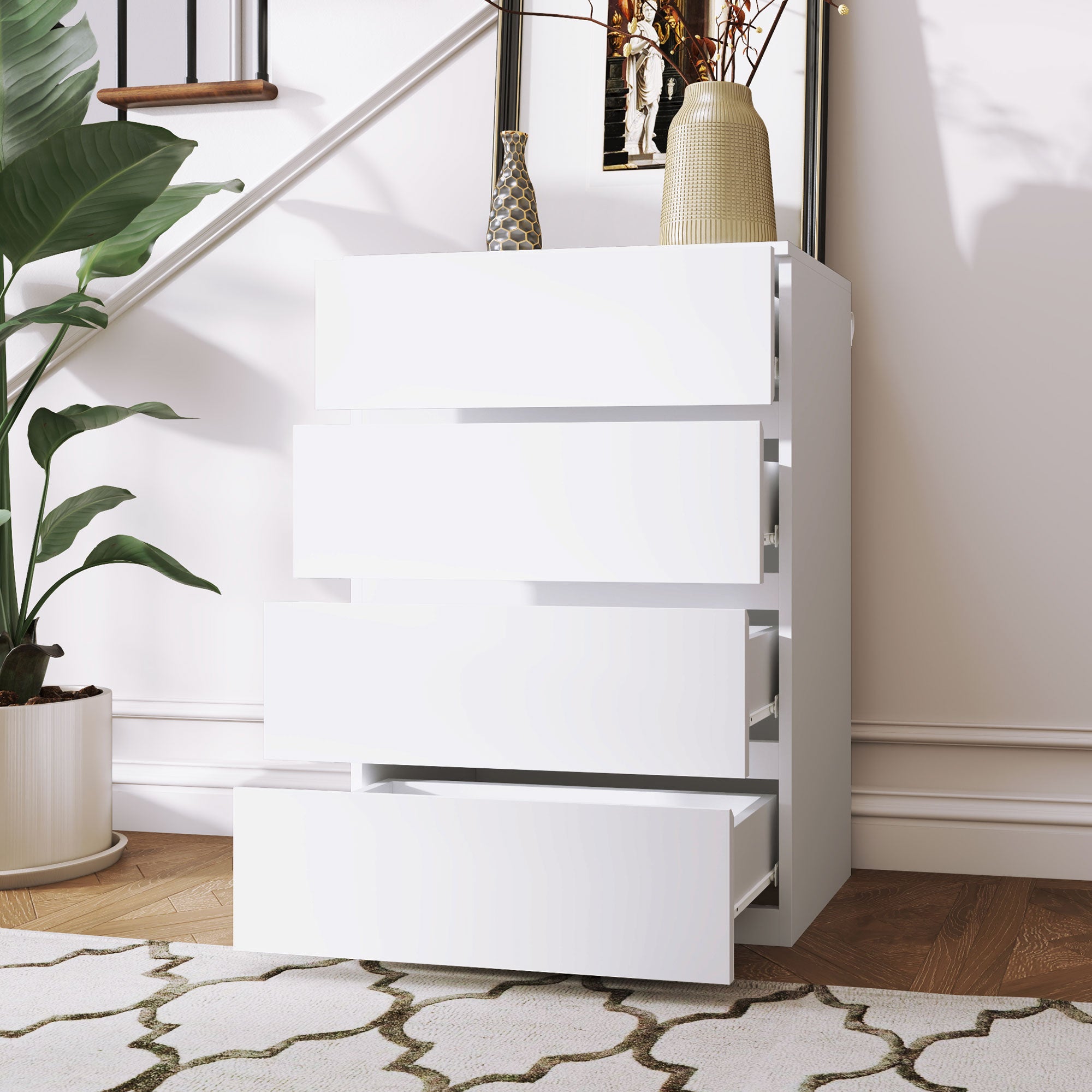 Kozy Chest of Drawers, 4-Drawer Storage Cabinets, Modern Dresser, Storage Drawer Unit for Bedroom
