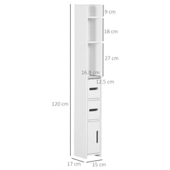Kozy Modern Bathroom Storage Cabinet, Freestanding Tall Bathroom Cabinet with Open Shelves and 3 Cupboards with Door, for Bedroom Hallway, White
