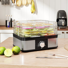 Kozy - 5 Tier Food Dehydrator, 245W Stainless Steel Food Dryer Machine with Adjustable Temperature for Drying Fruit, Meat, Vegetable, Jerky and Pet Treat, Black