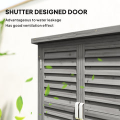 Kozy Garden Shed Wooden Garden Storage Shed 2 Door Unit Solid Fir Wood Garage Tool Organisation Cabinet, 87L x 46.5W x 96.5Hcm, Grey