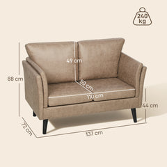 Kozy - Two-Seater Leathaire Sofa - Light Brown