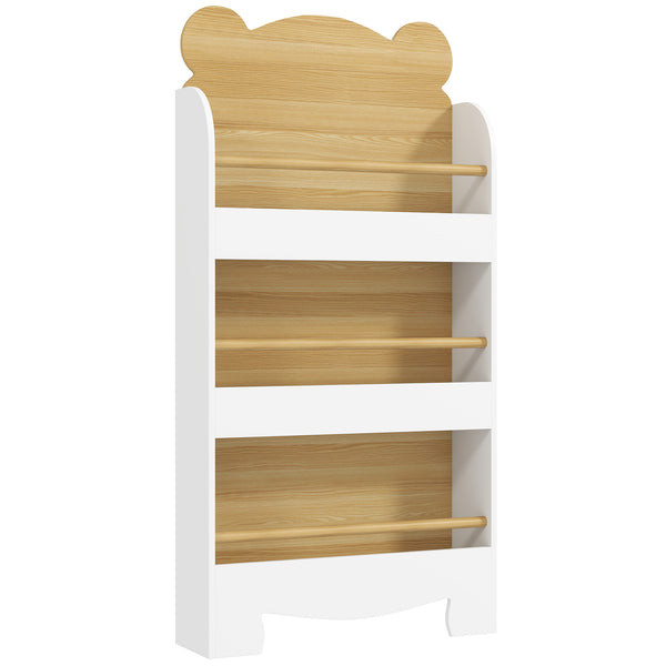 Kids Bookshelf, 3 Tier Children Bookcase, Bear Theme Toddler Space-Saving Bookcase for Living Room