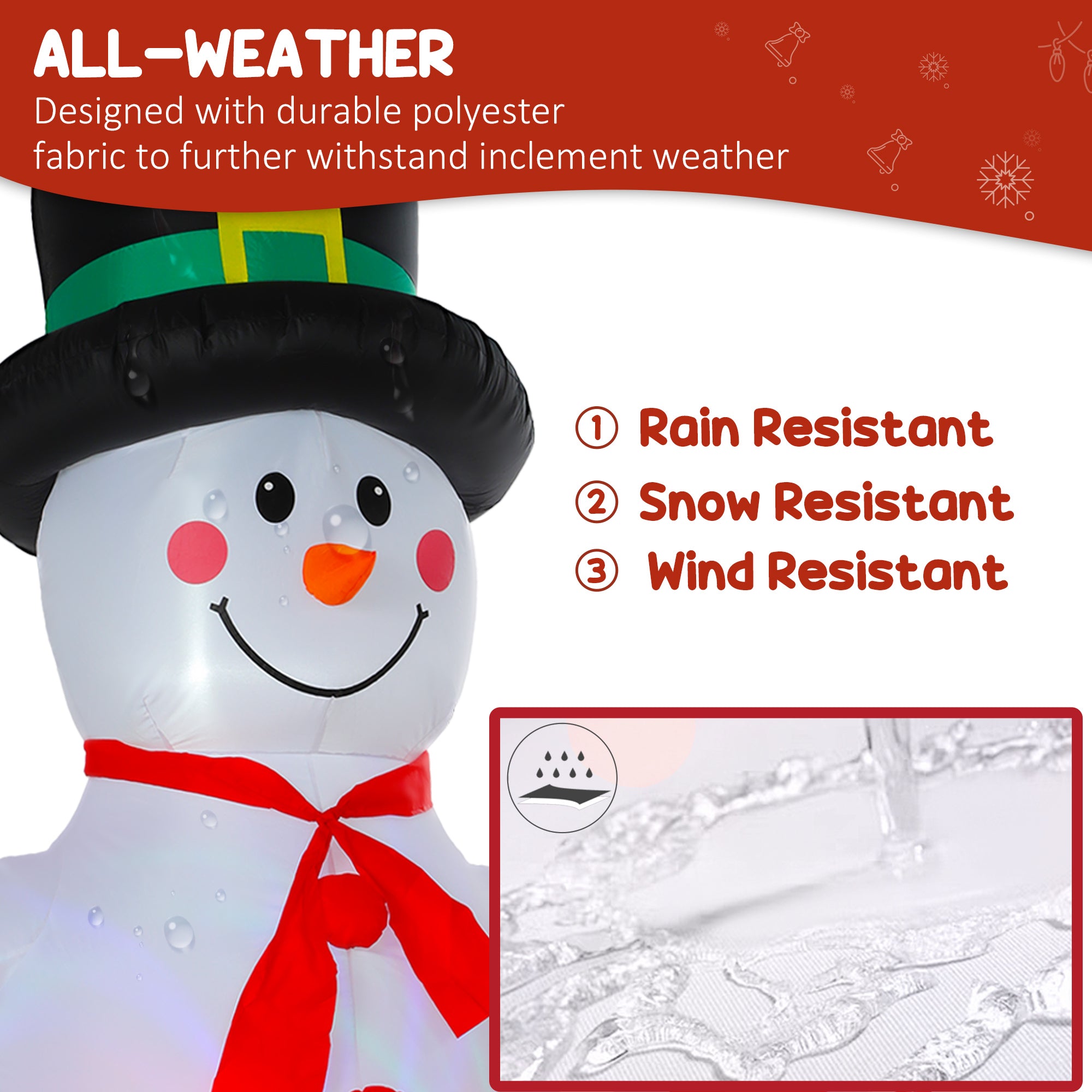 Kozy - 8FT Christmas Inflatable Outdoor Decoration with Dynamic Disco & LED Lights, Self-Inflating Christmas Blow Up Snowman for Garden, Indoor Outdoor Home Decor