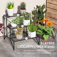 Kozy - Three-Tier Decorative Metal Plant Stand - Black