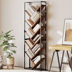 Kozy 10 Shelf Industrial-Style Bookshelf - Black/Brown