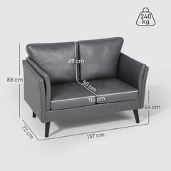 Kozy - Two-Seater Leathaire Sofa - Grey