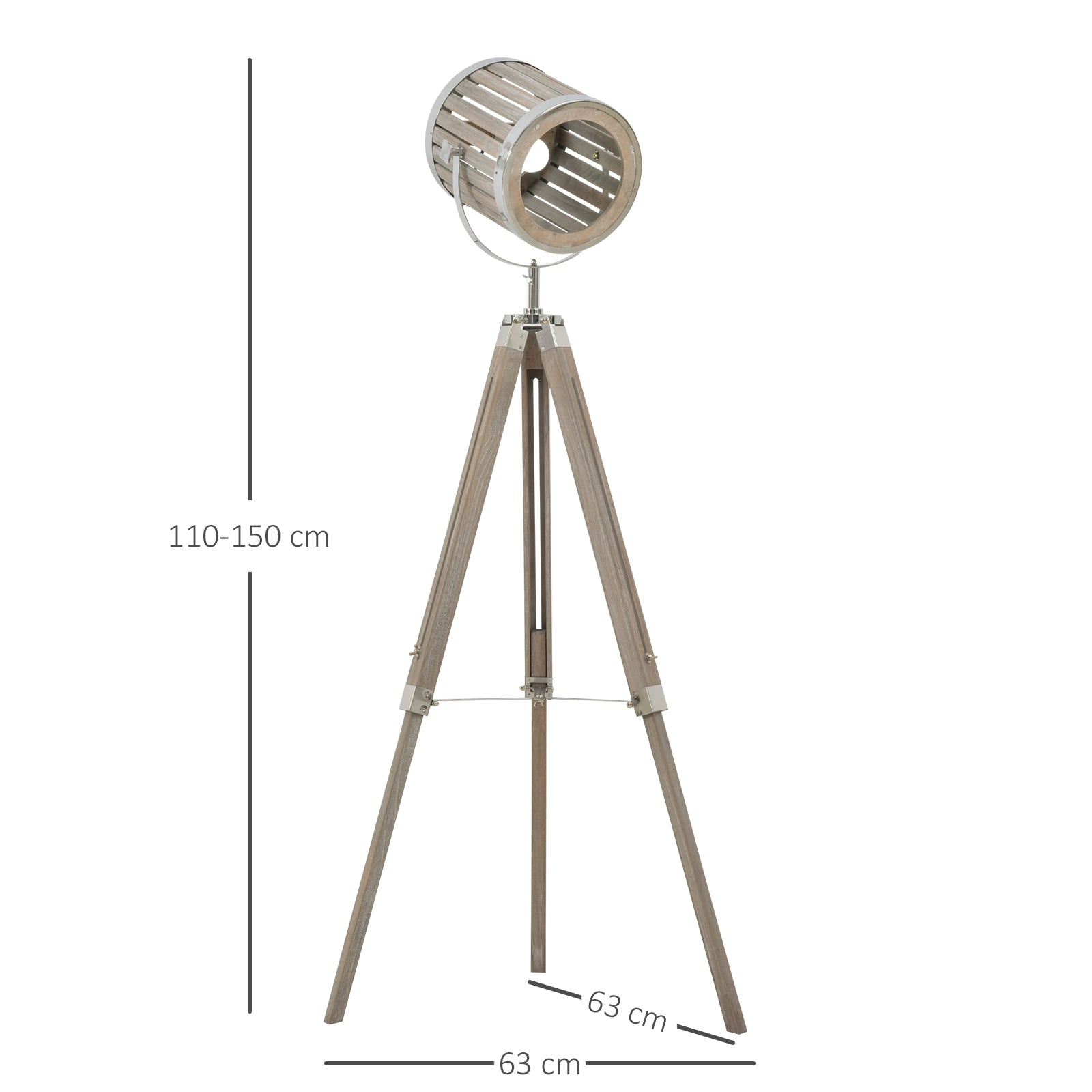 HOMCOM Floor Lamps for Living Room Unique Wood Frame Adjustable Shade Height Unique Vintage Spotlight Metal Home Office Furniture Lighting