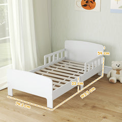 Kozy Toddler Bed, Kids Bed Frame with Safety Side Rails, Kids Bedroom Furniture for Ages 3-8 Years, White