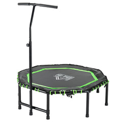 Kozy 48" Octagonal Mini Fitness Rebounder Trampoline Indoor Outdoor Foldable Mini Jumper with Adjustable Handle, Green