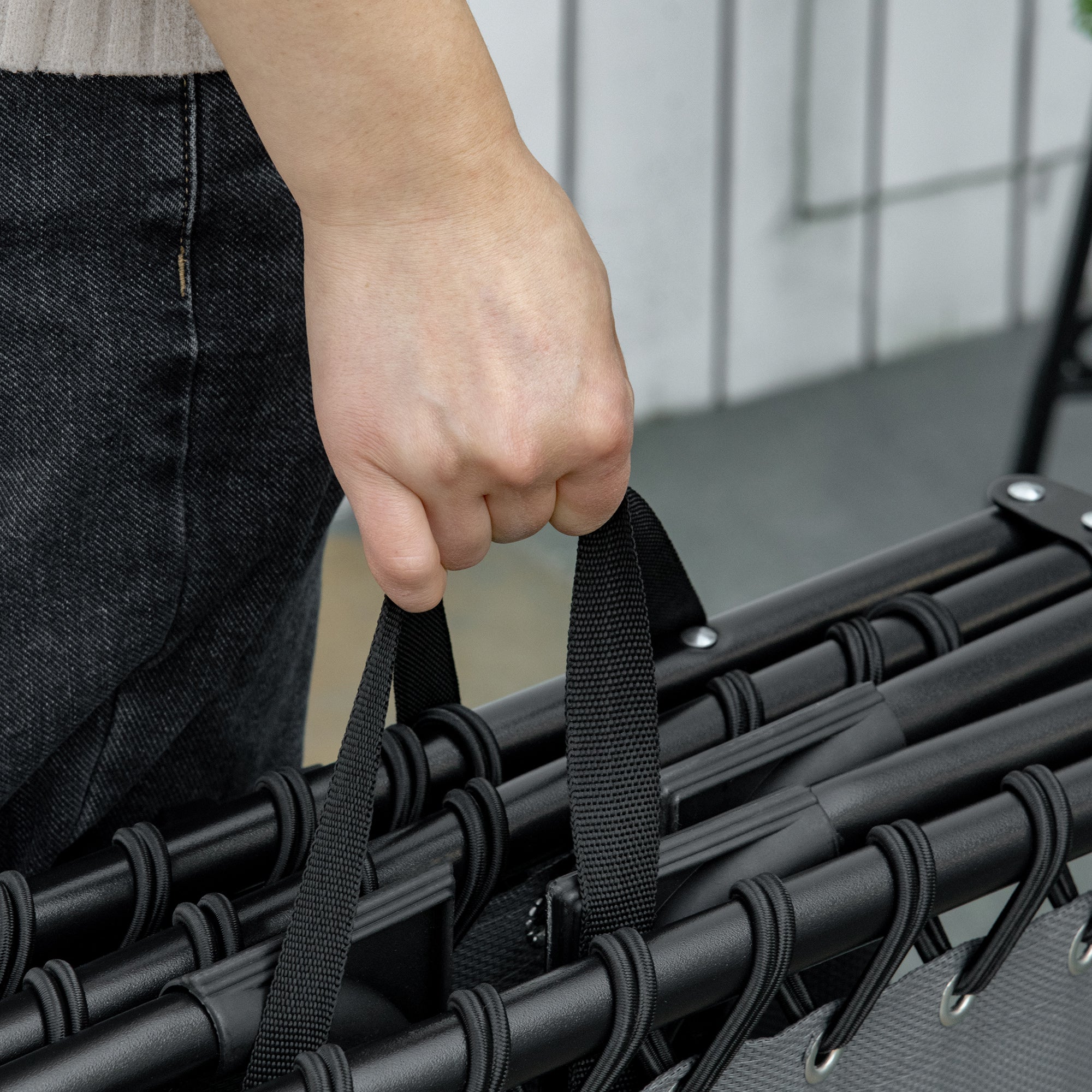 Kozy Portable Sun Lounger, Folding Camping Bed Cot, Reclining Lounge Chair 5-position Adjustable Backrest with Side Pocket, Pillow for Patio Garden Beach Pool, Beige