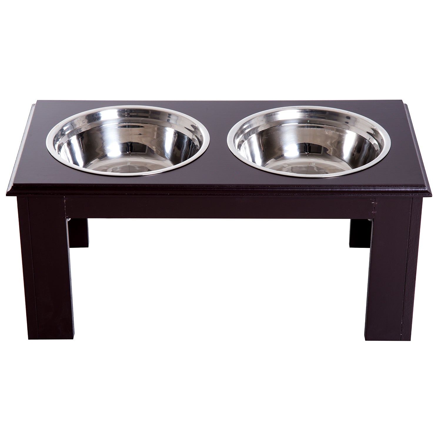 Pawhut Large Stainless Steel Pet Feeder, 58.4Lx30.5Wx25.4H cm, Elevated Design for Comfort, Brown