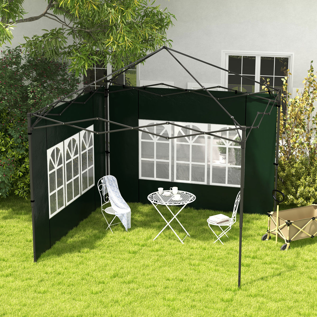 Outsunny 3 Meters Canopy Gazebo Marquee Replacement Exchangeable Side Panel Wall Panels Walls (Green)