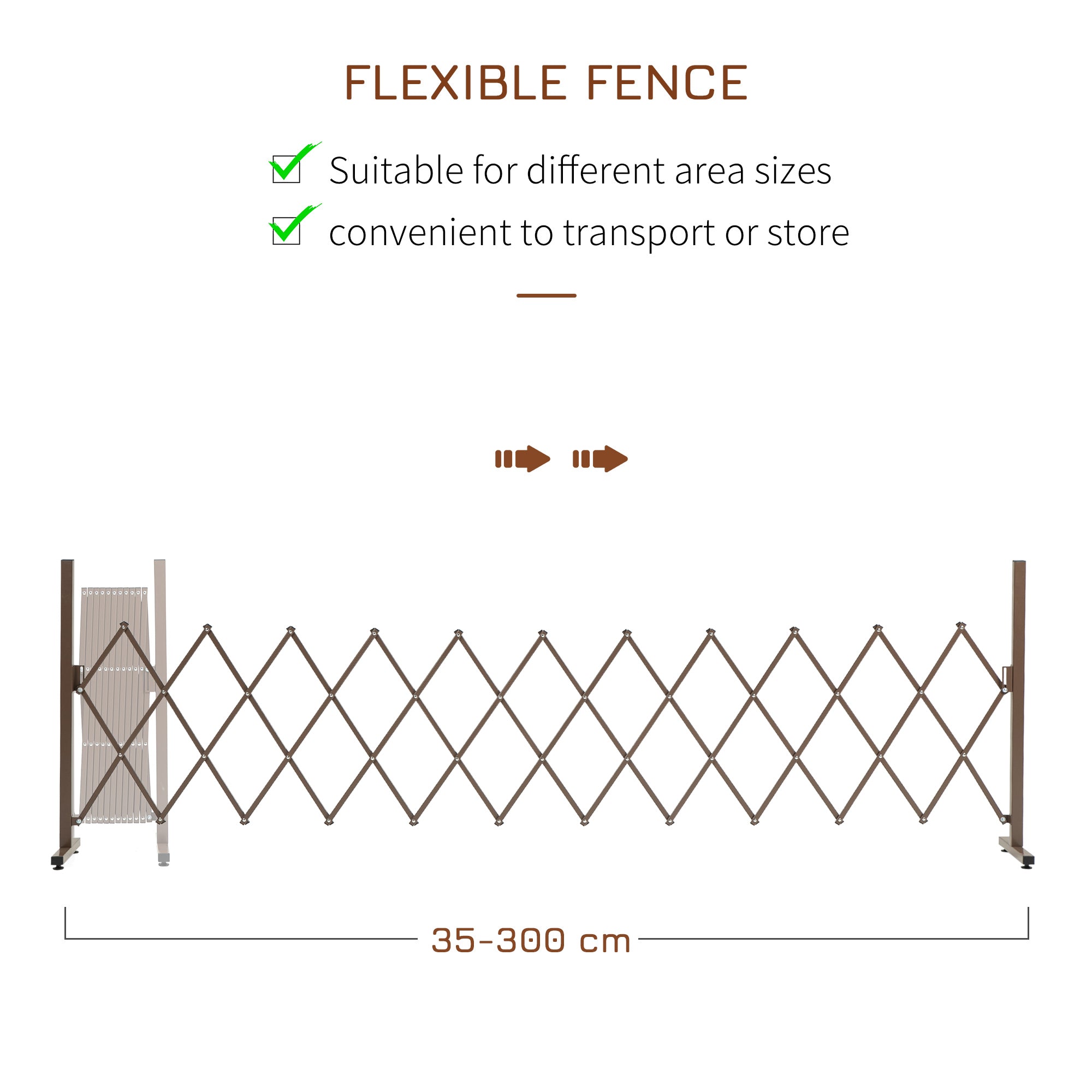 Kozy - Set of 2 Expanding Garden Fencc, Aluminium Freestanding Foldable Picket Fence, 300cmx103.5 cm, Dark Brown