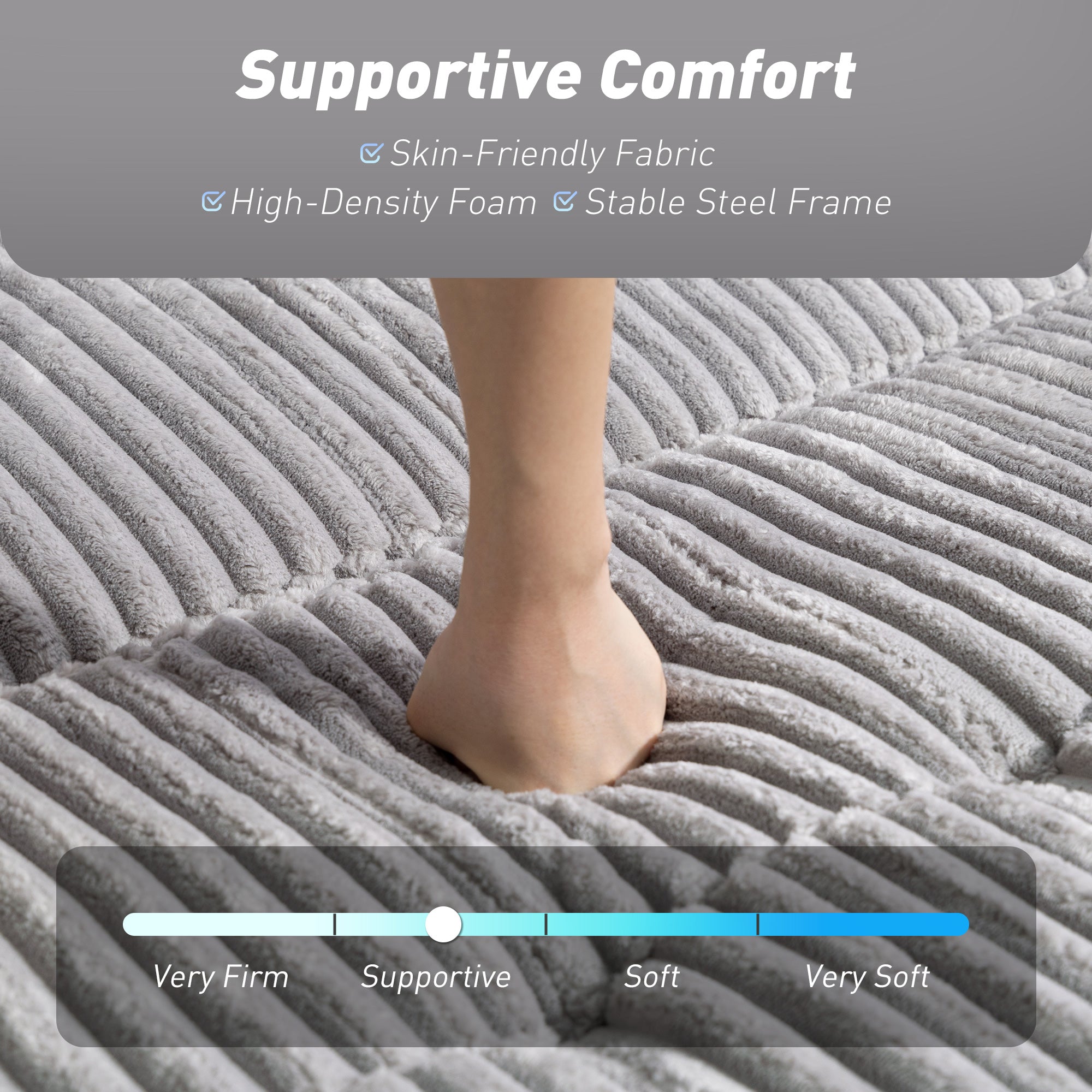 Kozy 2 Seater Click Clack Sofa Bed with Pull Out Design, Corduroy Upholstery - Light Grey