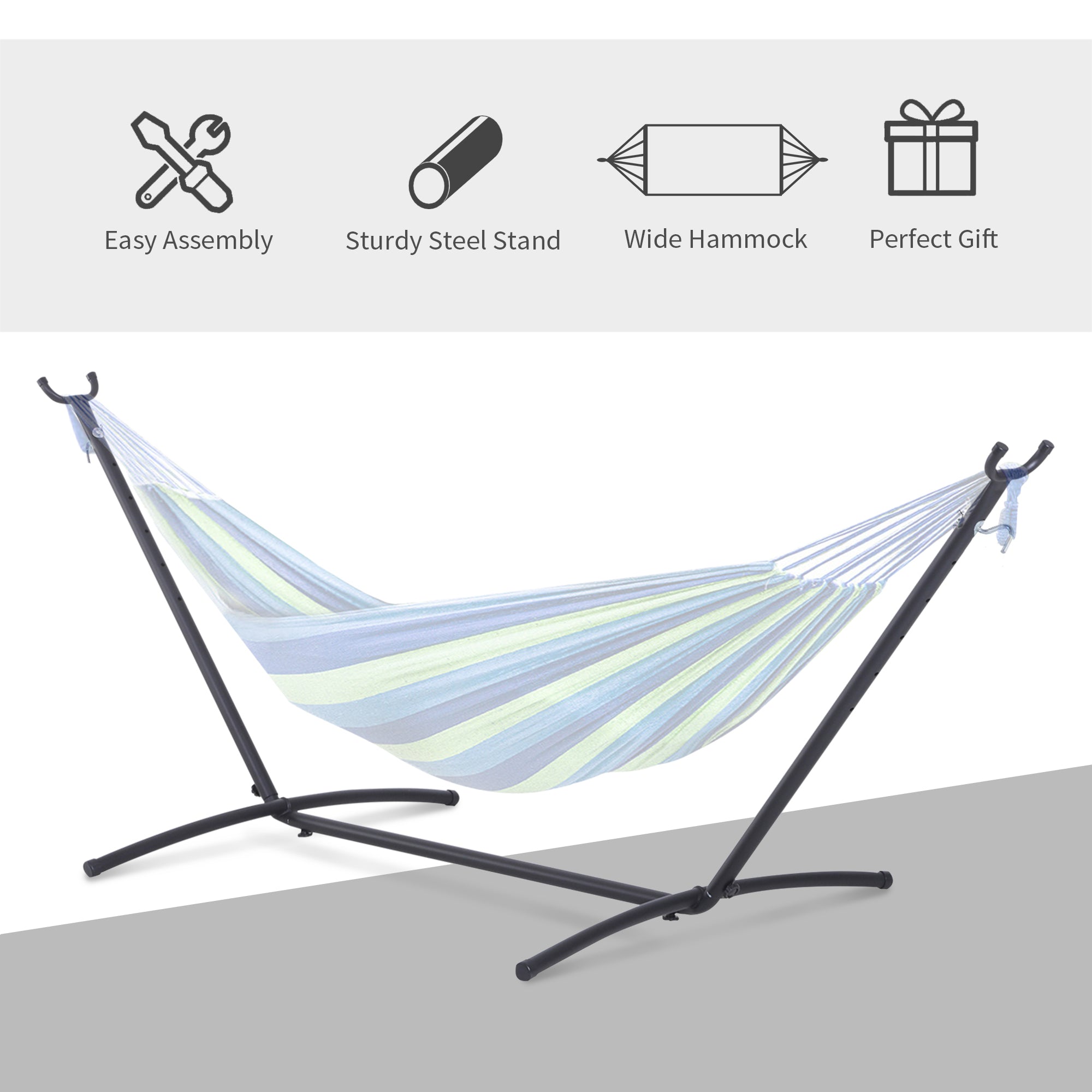 Outsunny Hammock Stand w/ Metal Frame for Garden Camping Picnic Outdoor Patio Replacement 2.86m – Stand Only