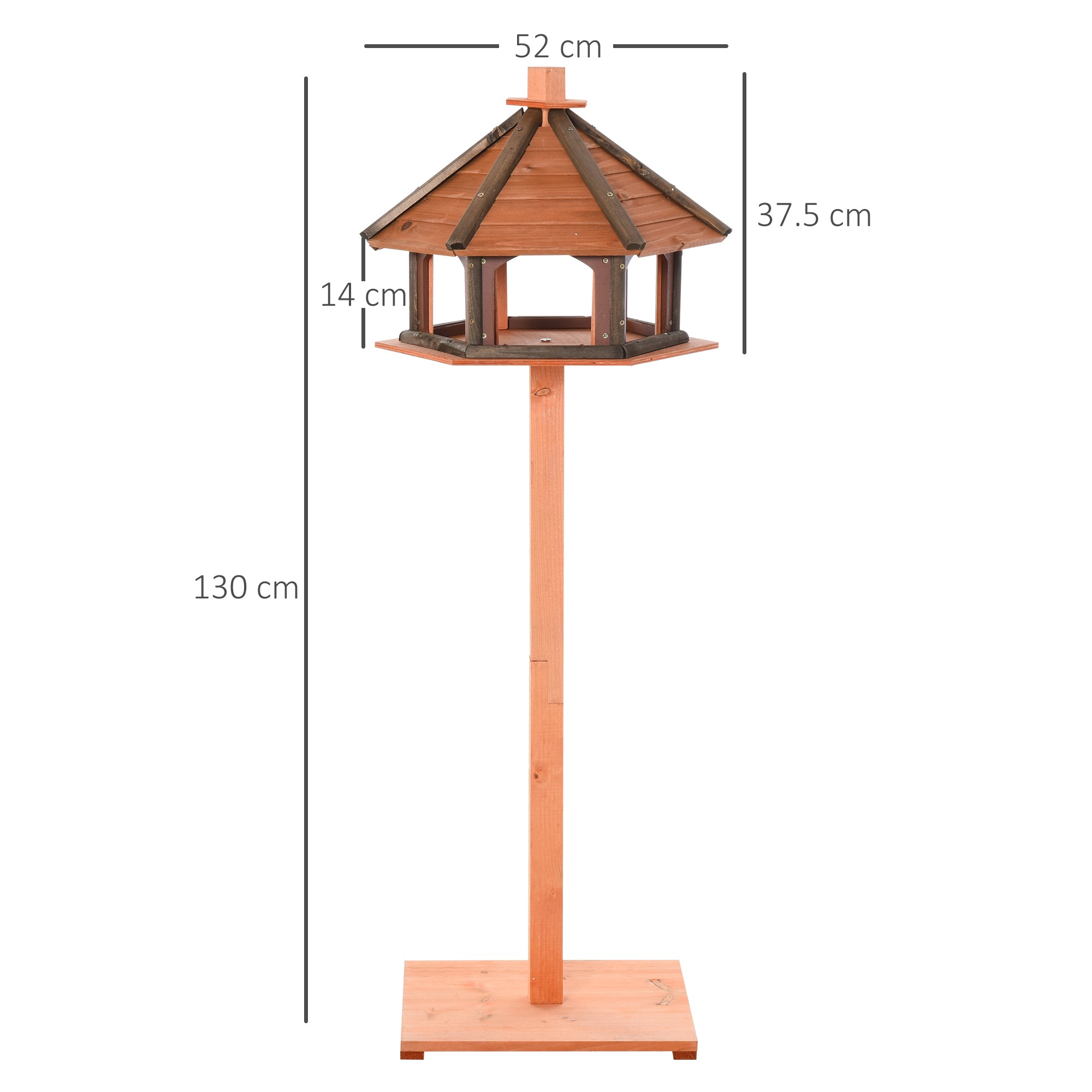 Kozy 130cm Wooden Bird Table, Feeding Station with Roof for Outdoor, Brown