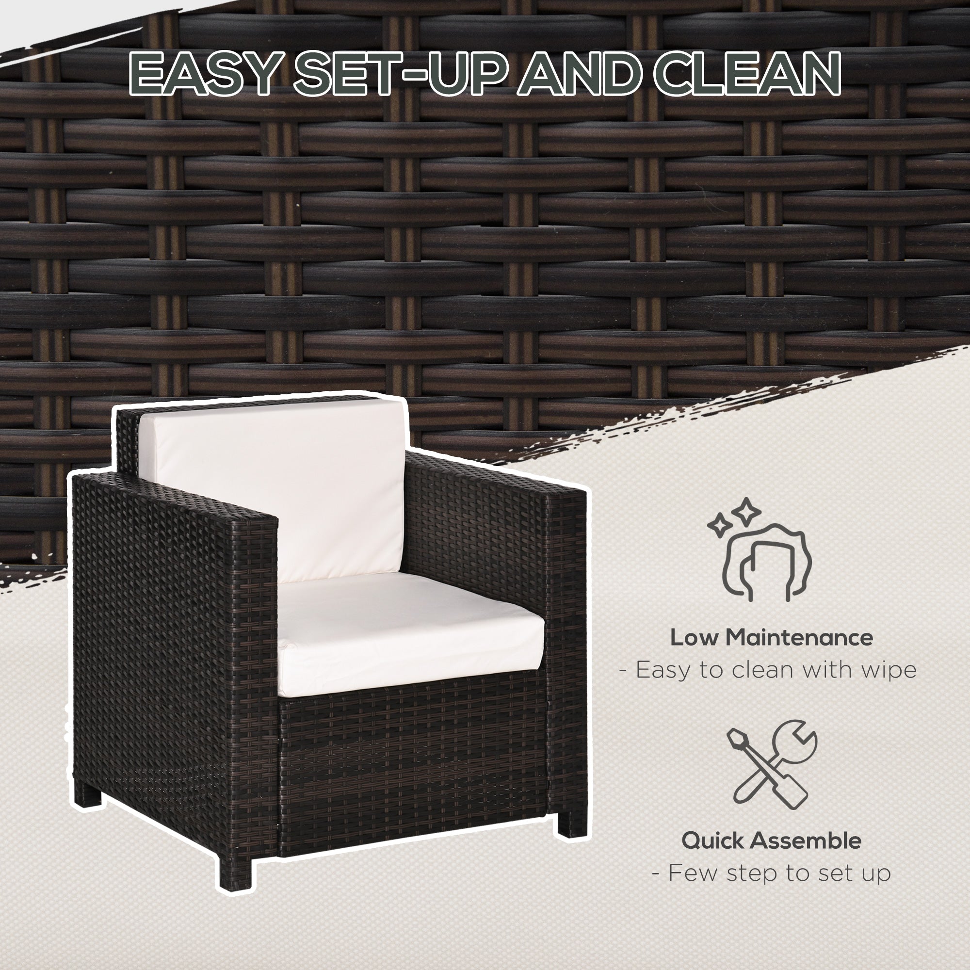 Outsunny Rattan Single Sofa Armchair, All