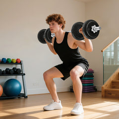 Kozy 2-in-1 Adjustable Dumbbells Set, 20kg Weights Dumbbells Set with Non-Slip Grip for Strength Training, Weight Lifting, Bodybuilding, Home Gym Workout Equipment for Men & Women